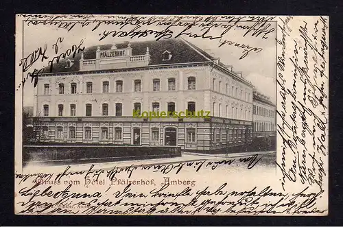 115753 AK Amberg um 1900 Hotel Pfälzerhof