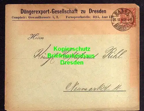 116090 Privatpost Hansa Dresden 1889 Ganzsache Düngerexport Gesellschaft Comptoi