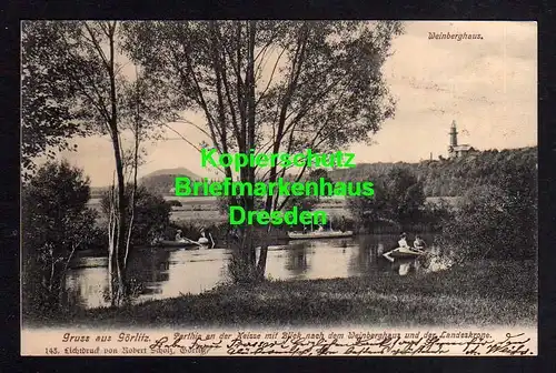 114953 AK Görlitz 1903 Partie an der Neisse Weinberghaus Landeskrone