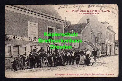 114808 AK Saint-Ouen-sur-Morin 1914 Un lendemain de Fete Gasthaus EinTag nach de