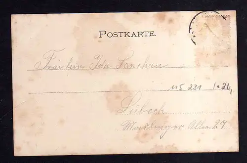 115231 AK Lübeck 1904 Volksfest Bude Frau Busch aus Moisline Heisse Knackwurst