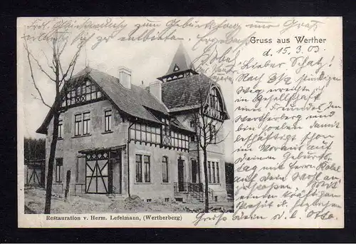115139 AK Werther Westf. 1903 Restauration Herm. Lafelmann Wertherberg
