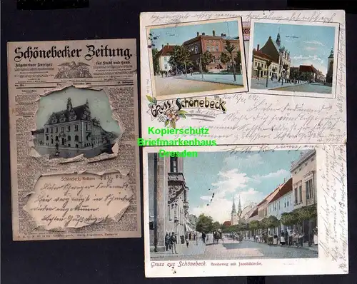 114527 3 AK Schönebeck Elbe 1901 Salzamt Markt Rathaus Schönebecker Zeitung Brei