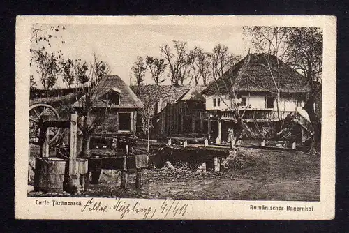 111637 AK Rumänien Rumänischer Bauernhof Feldpost 1917 Curte Taraneasca