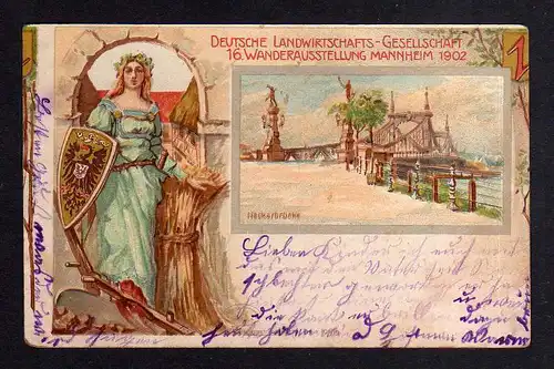 110074 AK Mannheim 1902 Litho 16. Wanderausstellung Landwirtschafts Gesellschaft