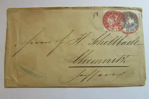 106798 Brief Österreich 1866 Recommandiert Wien in rot an Firma Schillbach
