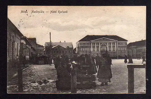 105523 AK Jelgava Mitau Lettland Feldpost 1916 Hotel Kurland