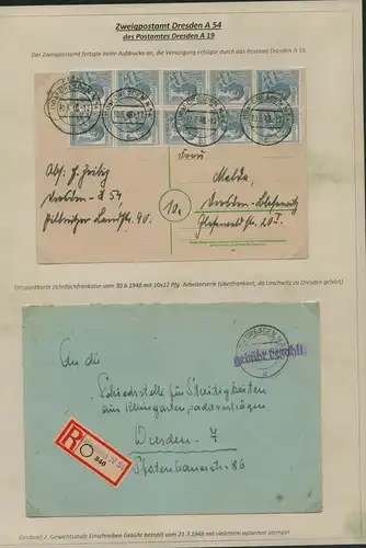 h5482 SBZ Währungsreform 1948 Brief Gebühr bezahlt Zehnfachfrankatur Dresden A54