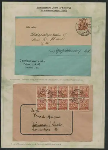 h5287 SBZ Handstempel Bezirk 14 Brief Ohorn in Pulsnitz Kamenz + Gebühr bezahlt