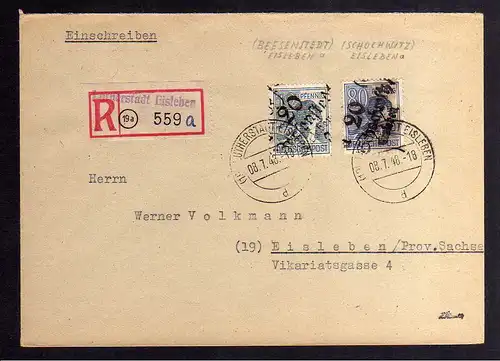 h2853 Handstempel Bezirk 20 Beesenstedt Eisleben Schochwitz gepr. BPP Orts-Einsc