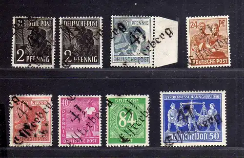 h3097 Handstempel Bezirk 41 Elsterberg 8 Werte ** postfrisch mit Ziffer 84 HM 50