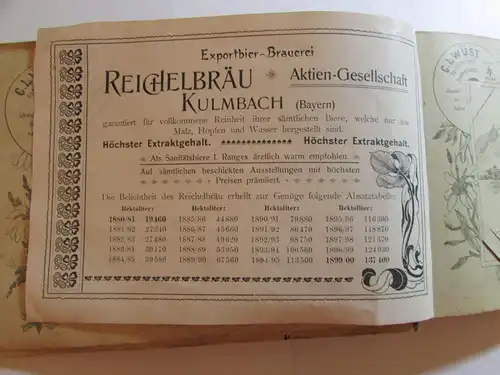 Exportbier Brauerei Reichelbräu A.-G. Kulmbach Postkarten Album 1900 Jugendstil