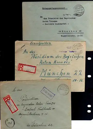 B919 7x SBZ Brief Gebühr bezahlt 1946 Ellrich Südharz an Zentrale Suchkartei Mün