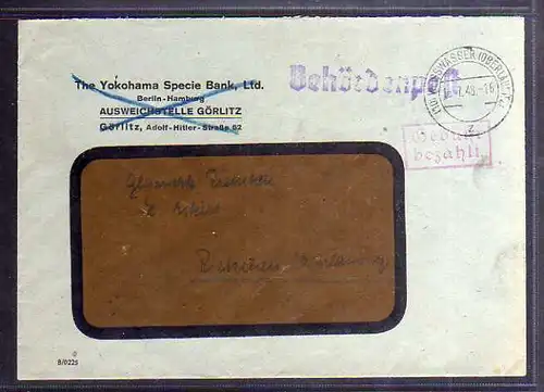 B825 SBZ Brief Gebühr bezahlt 1948 Währungsreform Weisswasser Oberlausitz nach R