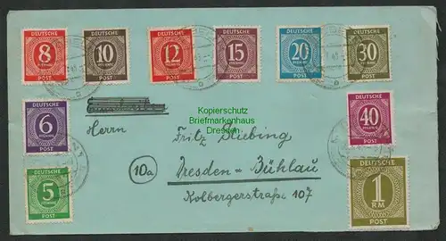 B6973 Brief Alliierte Besetzung 937 Y waag. Gummiriffelung gepr. Schlegel BPP WZ