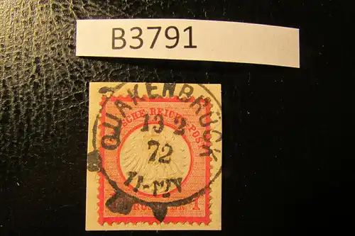 B3791 Briefstück kleines Brustschild DR 4 Luxus Stempel Quakenbrück 1872