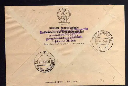 B1843 DDR ZKD 15 Kontrollnummer 2000 Brief Schwerin geprüft BPP Deutsche Handels