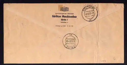 B1511 DDR ZKD 2x 10 Kontrollzahl 1305 Brief Görlitz geprüft BPP VEB Görlitzer Ma