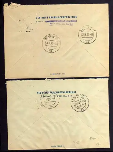 B1714 DDR ZKD 14 Kontrollnummer 1607 Berlin 2x Brief ZKD 164 VEB Niles Pressluft