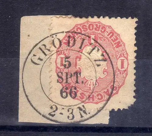 B1292 Sachsen 16 Gröditz 1866 Briefstück
