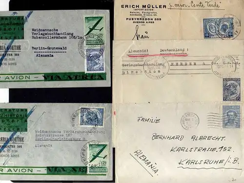 B1204 16x Brief Argentinien Luftpost 1923 - 1950 schöner Vordruck Uhren Wecker