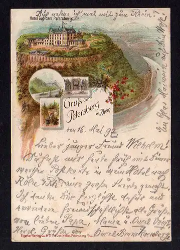 99781 AK Petersberg am Rhein Hotel Litho 1897 Nelles
