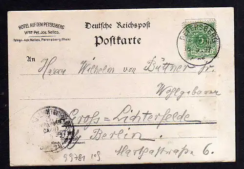 99781 AK Petersberg am Rhein Hotel Litho 1897 Nelles