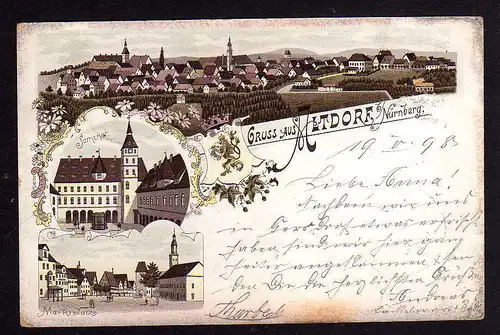 99846 AK Litho Altdorf bei Nürnberg 1898 Marktplatz Seminar Panorama
