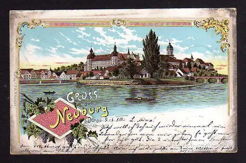 99830 AK Litho Neuburg an der Donau um 1900 nach Nürnberg