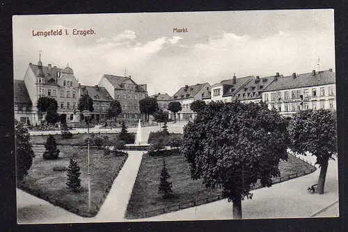 99666 AK Lengefeld Erzgebirge Markt Hotel zur Post um 1910