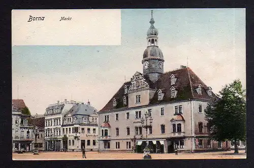99237 AK Borna Markt Stadthaus Löwen Apotheke um 1905