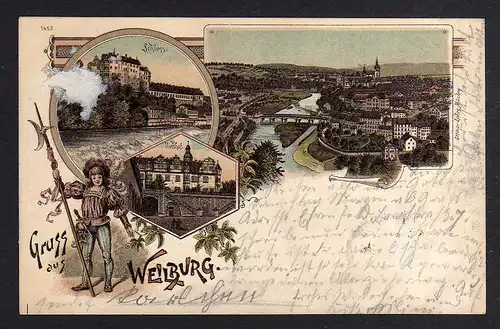 99458 AK Weilburg Litho Schloss Viehhof 1901