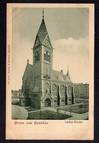 98037 AK Berlin Spandau Luther Kirche Vollbild um 1905