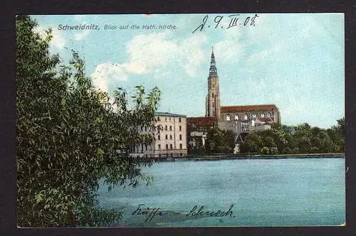 98536 AK Schweidnitz Schlesien 1908 Swidnica Kath. Kirche