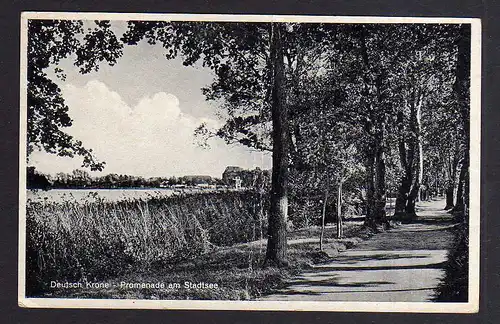 98831 AK Wałcz Deutsch Krone Pommern Promenade am Stadtsee um 1935