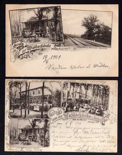 97671 2 AK Magdeburg Biederitz Waldschänke 1901 Restaurant Biergarten