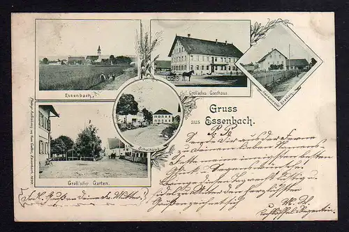 96361 AK Essenbach 1897 Grollsches Gasthaus Gendarmerie Station Schule