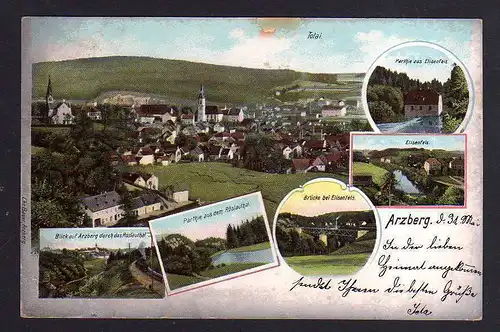 94381 AK Arzberg Oberfranken 1903 Röslautal Eisenfels Brücke
