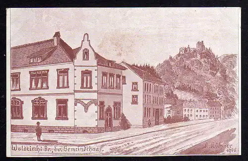 94640 AK Waldkirch i. Br. Ev. Gemeindehaus Künstlerkarte Kühner 1906