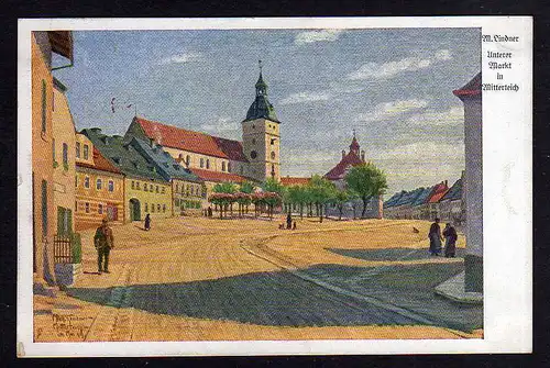 94322 AK Mitterteich Unterer Markt 1928 Künstlerkarte M. Lindner