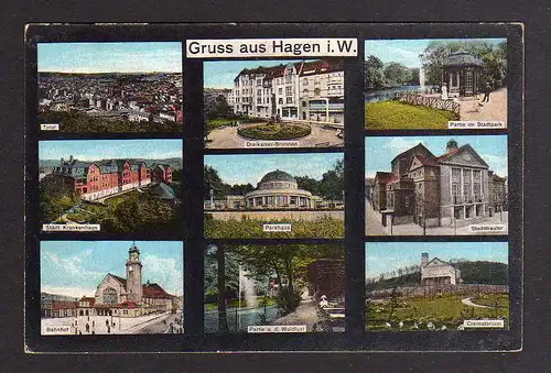 92461 AK Hagen W. 1925 Bahnhof Krankenhaus Stadttheater Crematorium ...