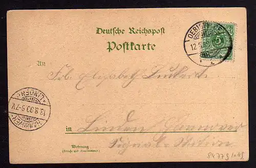 84779 AK Oebisfelde Litho 1899 Bahnhof Postamt Burg Rathskeller Gaststätte Kirch