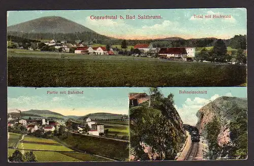 79852 AK Conraddtstal b. Bad Salzbrunn Bahnhof Bahneinschnitt 1916