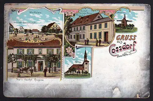 79455 AK Cossdorf Bez. Halle Post Gasthof Kronprinz 1903 Windmühle Mole