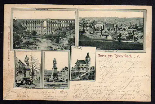 77546 AK Reichenbach Vogtland Bismark Denkmal Göltschtalbrücke 1900