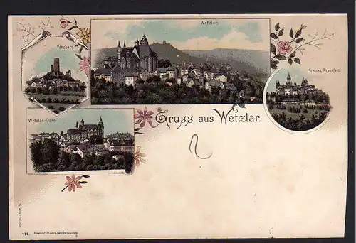 77664 AK Wetzlar Litho 1897 Dom Vetzberg Schloss Braunfels