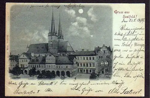 76743 AK Saalfeld Markt Kirche 1899