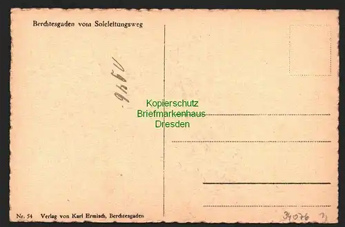 34076 AK Berchtesgaden vom Soleleitungsweg, ungelaufen, datiert 1946