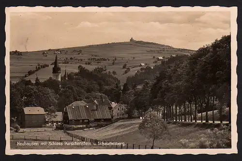 35275 AK Neuhausen mit Schloss Purschenstein und Schwartenberg Olbernhau 1933