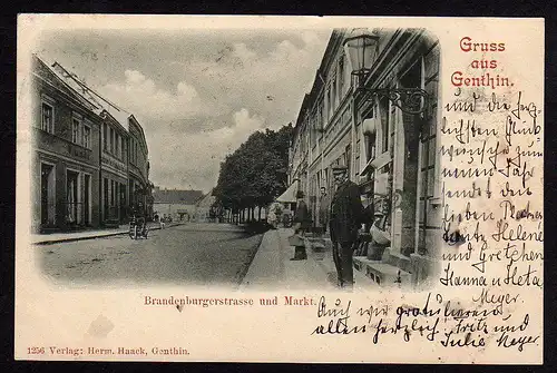 29182 AK Genthin Brandenburger Straße und Markt 1899